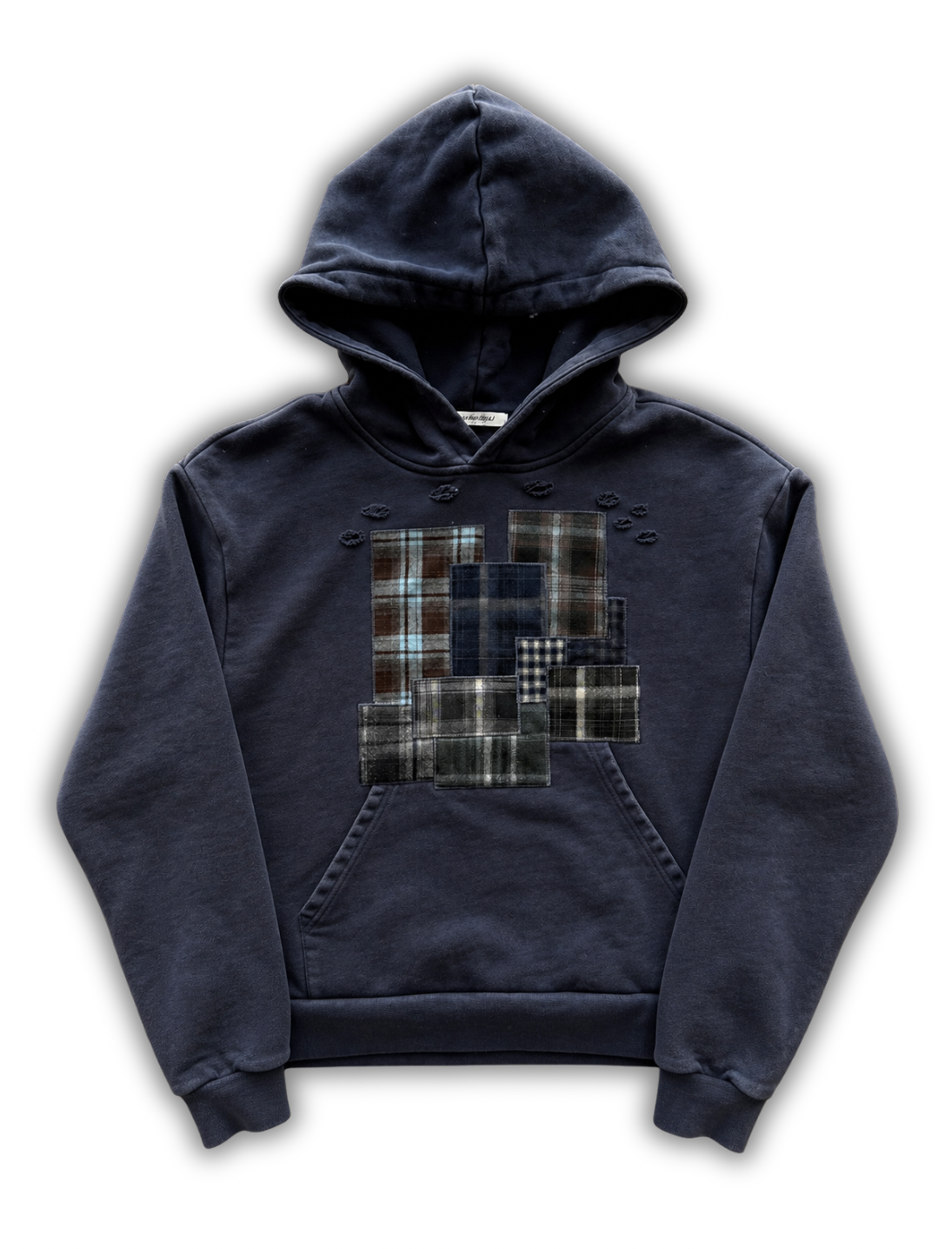 “shades” patchwork hoodie